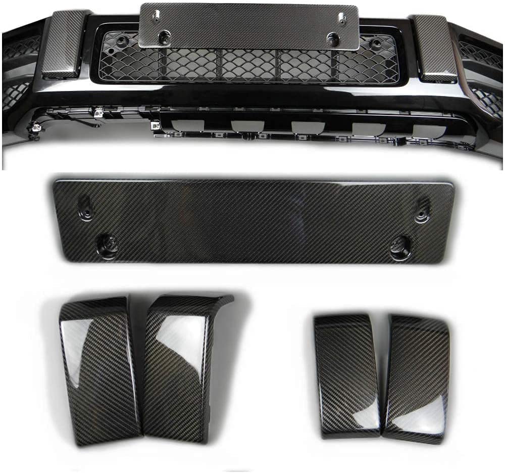Front Bumper Carbon Fangs Number Plate add-ons Clips Brackets 5 pcs Set for Mercedes-Benz W463A W464 G63 G500 G-Wagon G-Class - Custom Class