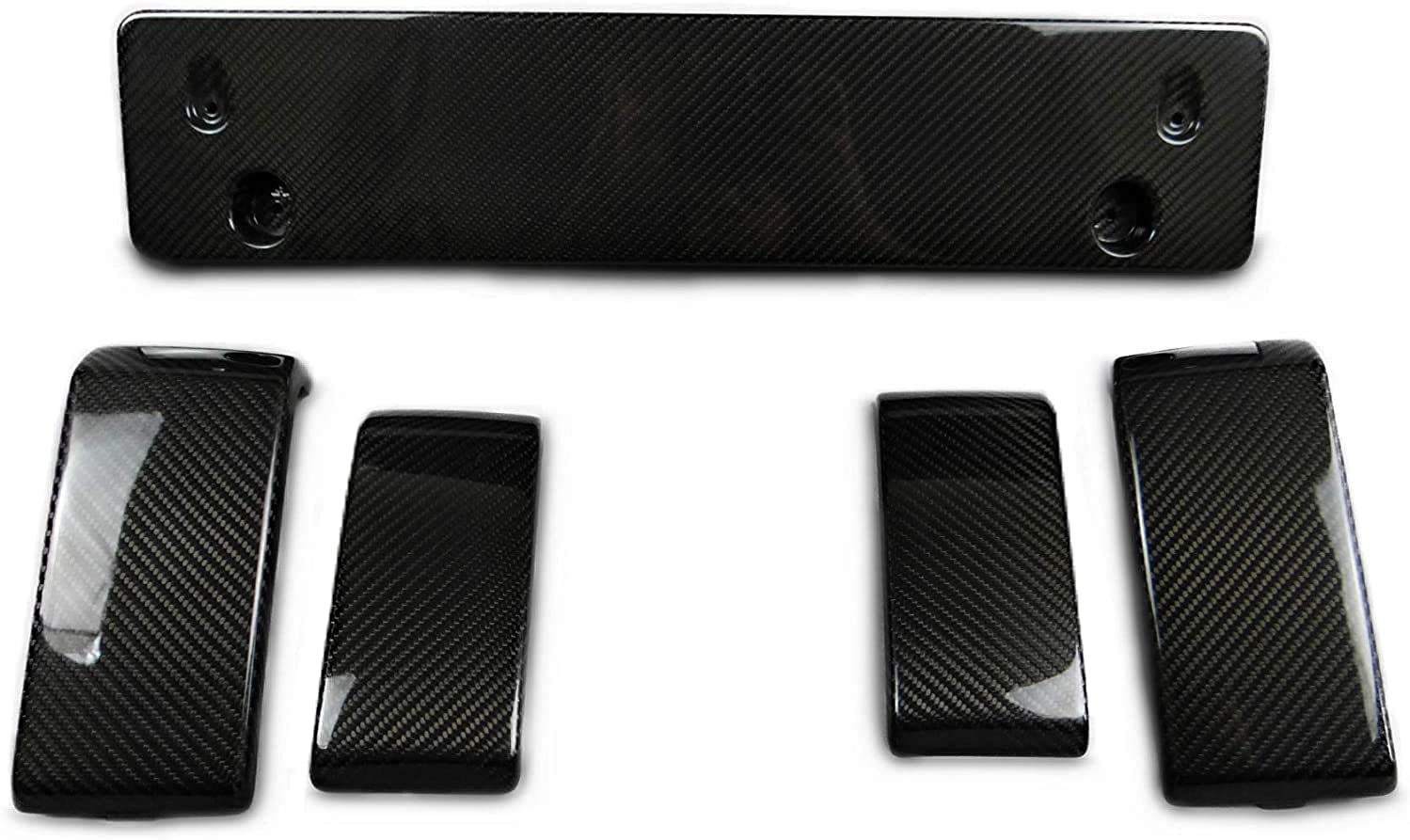 Front Bumper Carbon Fangs Number Plate add-ons Clips Brackets 5 pcs Set for Mercedes-Benz W463A W464 G63 G500 G-Wagon G-Class - Custom Class