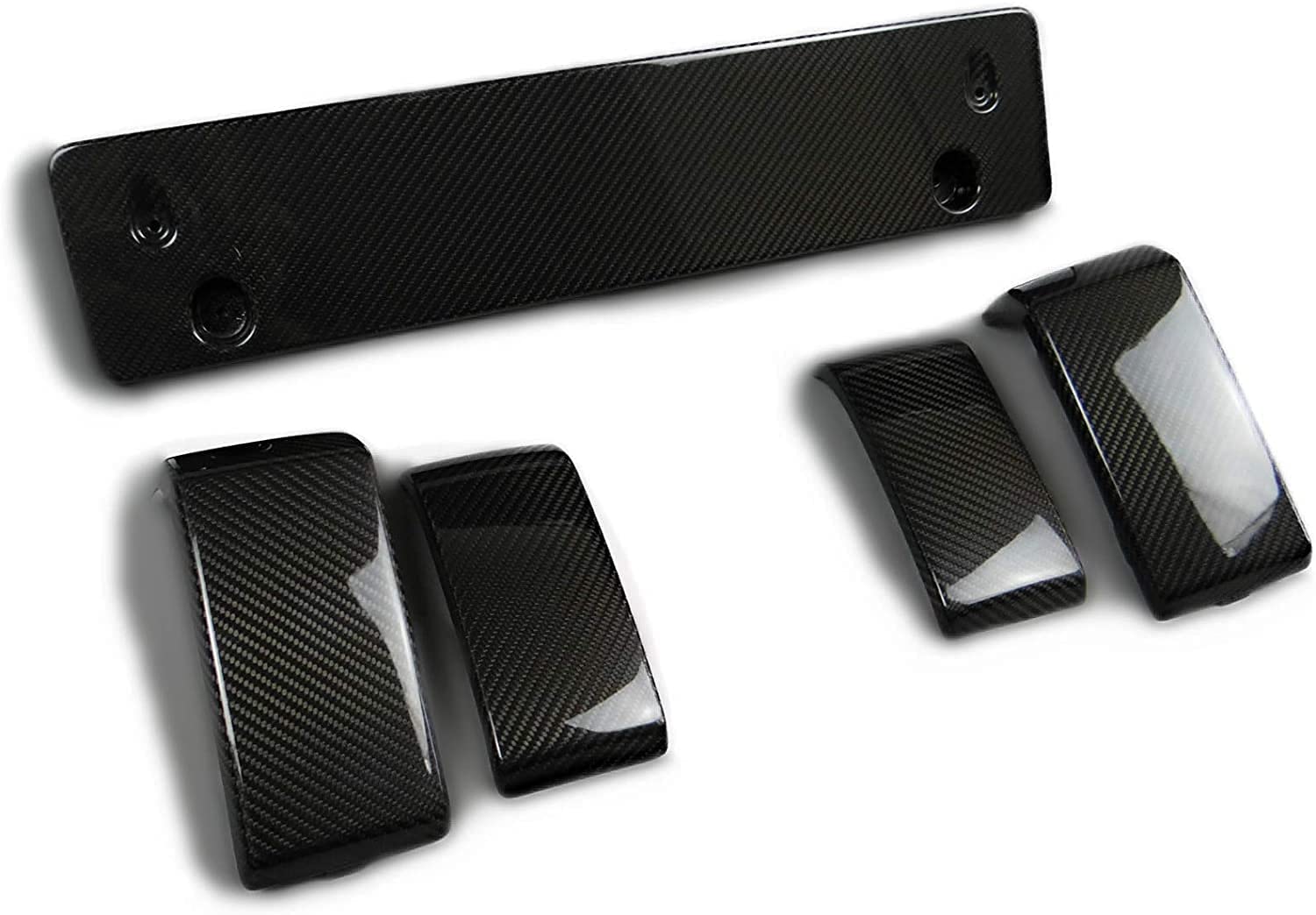 Front Bumper Carbon Fangs Number Plate add-ons Clips Brackets 5 pcs Set for Mercedes-Benz W463A W464 G63 G500 G-Wagon G-Class - Custom Class