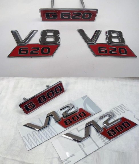 Grille Badge + Fender Emblems For Mercedes-Benz G-Class G800 V12 G620 V8 - Custom Class