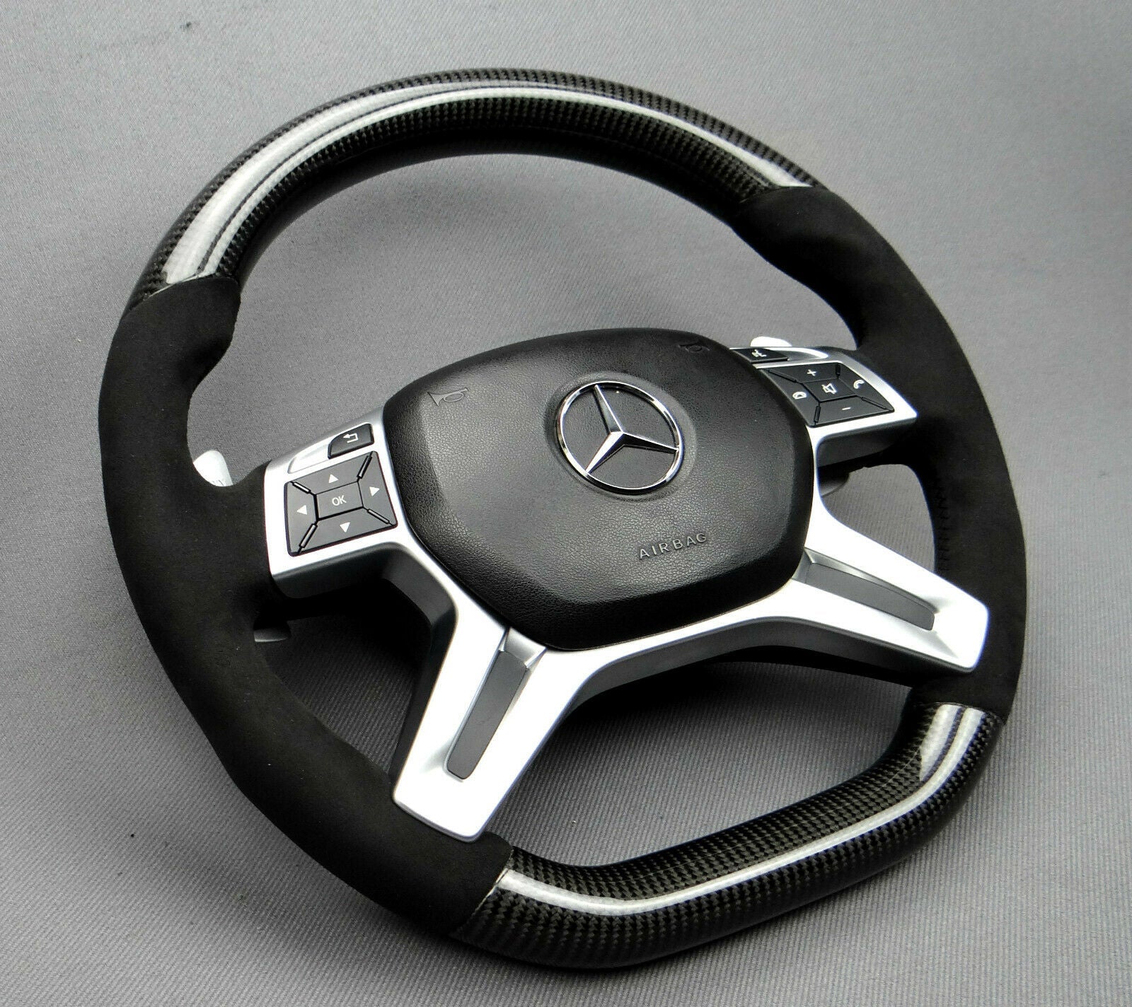 Mercedes AMG Style Steering Wheel Carbon Alcantara G GL ML W463 W166 X166 Class - Custom Class