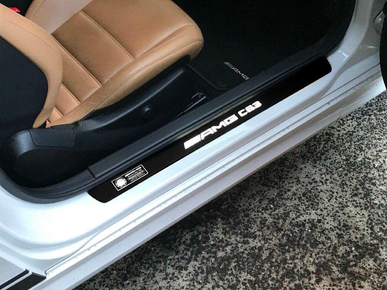 Mercedes-Benz AMG C63 W205 W204 W213 C Class mouldings LED Illuminated Door Sills Interior Trim Set 4 pcs Stainless Steel Black Matte White Sign - Custom Class