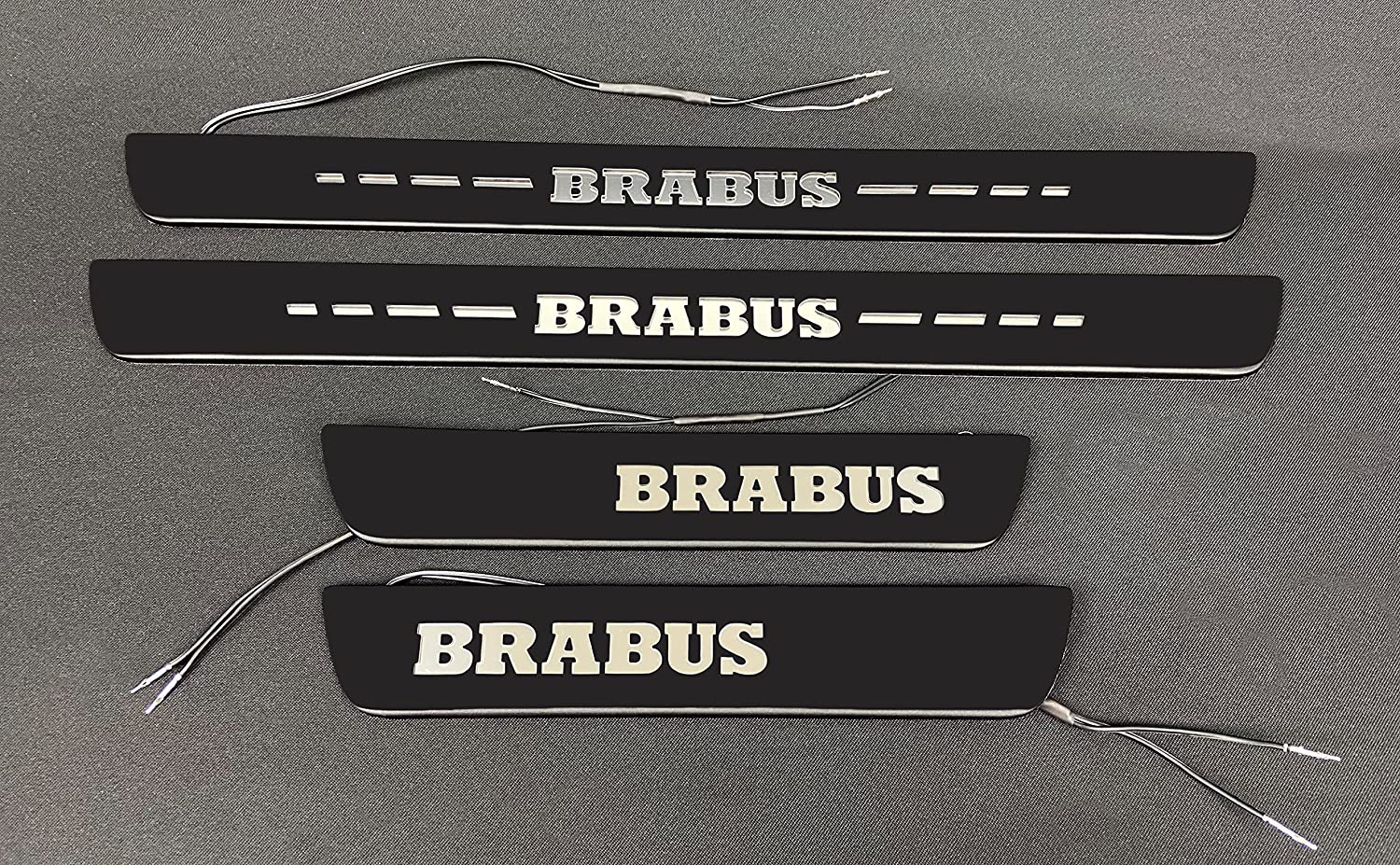 Mercedes-Benz Brabus W205 W204 W213 C E Class Door Sills mouldings LED Illuminated Interior Trim Set 4 pcs Stainless Steel Black Matte Blue Sign - Custom Class