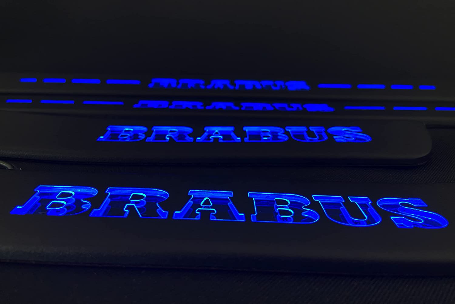Mercedes-Benz Brabus W205 W204 W213 C E Class Door Sills mouldings LED Illuminated Interior Trim Set 4 pcs Stainless Steel Black Matte Blue Sign - Custom Class