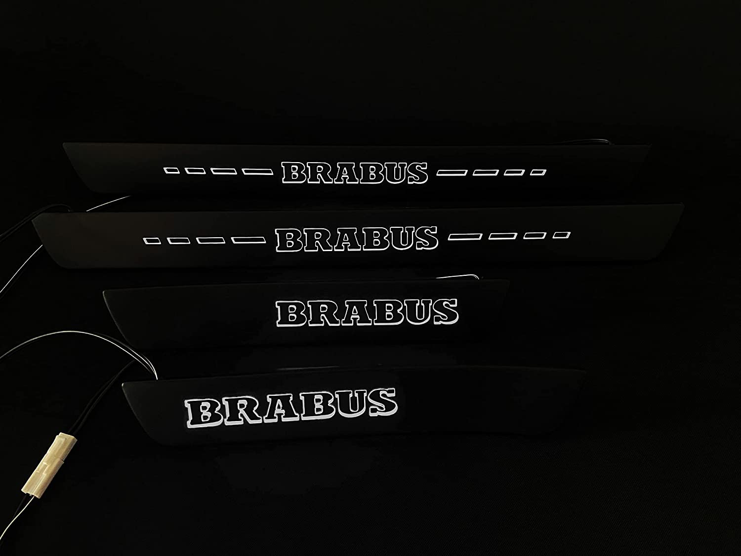 Mercedes-Benz Brabus W205 W204 W213 C E Class Door Sills mouldings LED Illuminated Interior Trim Set 4 pcs Stainless Steel Black Matte Blue Sign - Custom Class