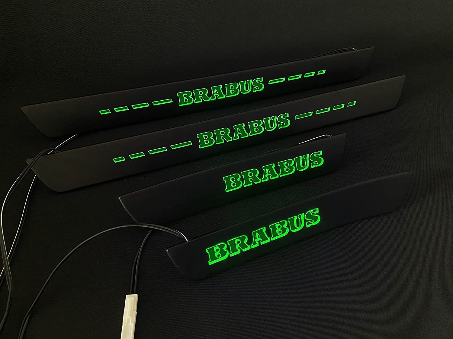 Mercedes-Benz Brabus W205 W204 W213 C E Class Door Sills mouldings LED Illuminated Interior Trim Set 4 pcs Stainless Steel Black Matte Blue Sign - Custom Class