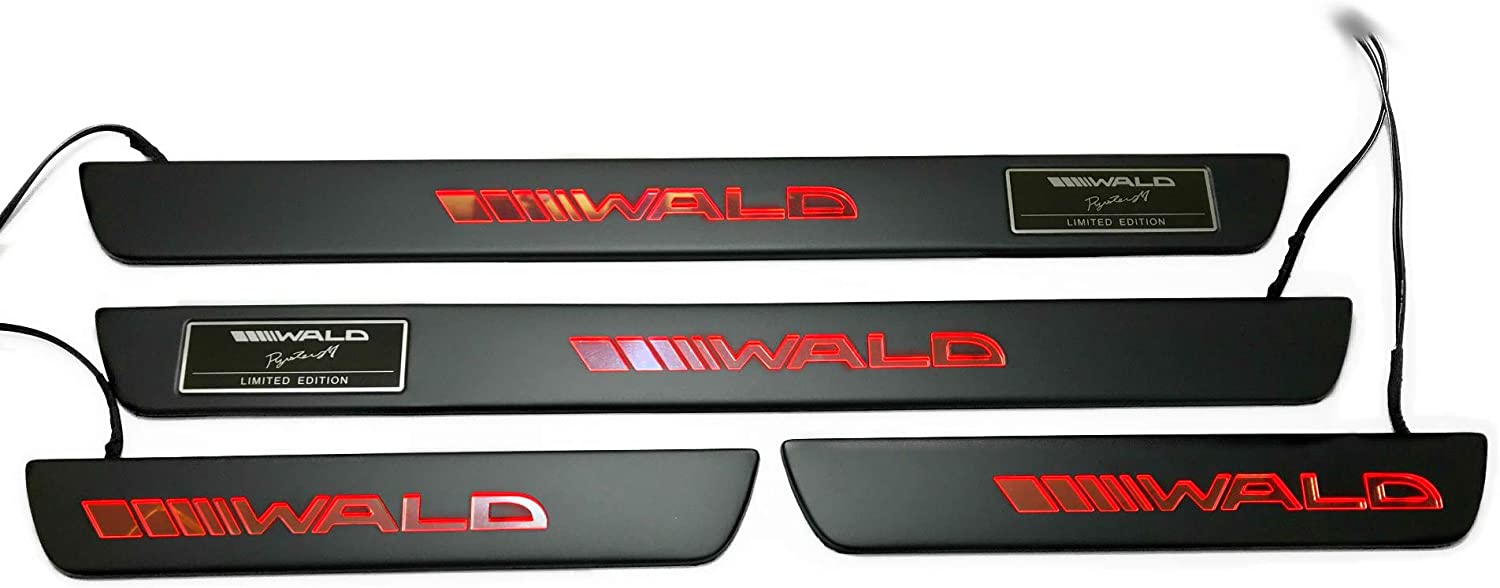 WALD Red LED Illuminated Door Sills Black Matte 4 pcs for Mercedes-Benz AMG C63 W205 W204 W213 C Class - Custom Class