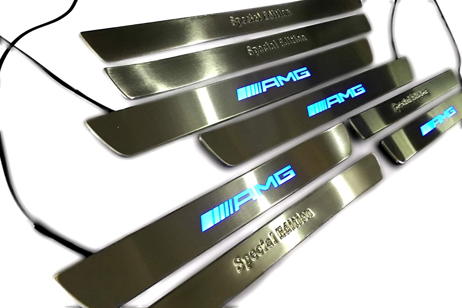Door sills stainless steel LED Illuminated light blue Special Edition AMG sign for W222 S222 S63 S500 S550 S65 S Class - Custom Class