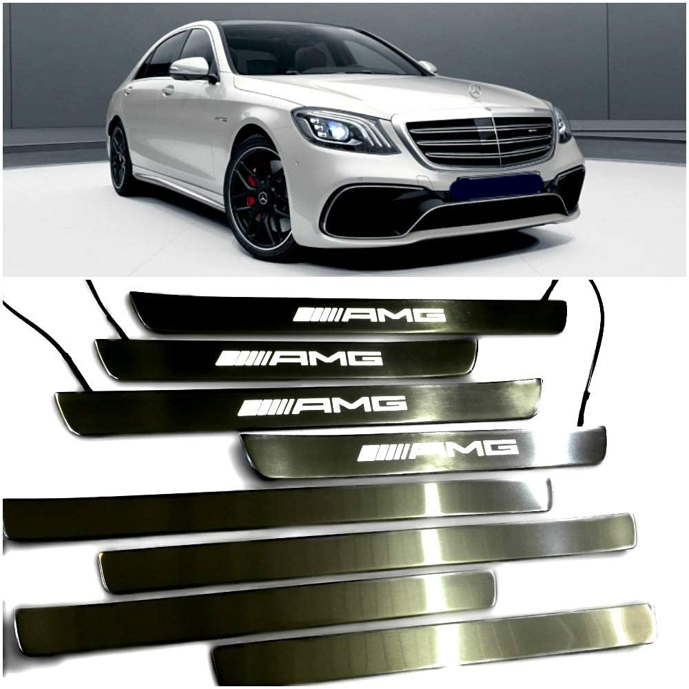 Door sills stainless steel LED Illuminated white AMG sign for W222 S222 S63 S500 S550 S65 S Class - Custom Class