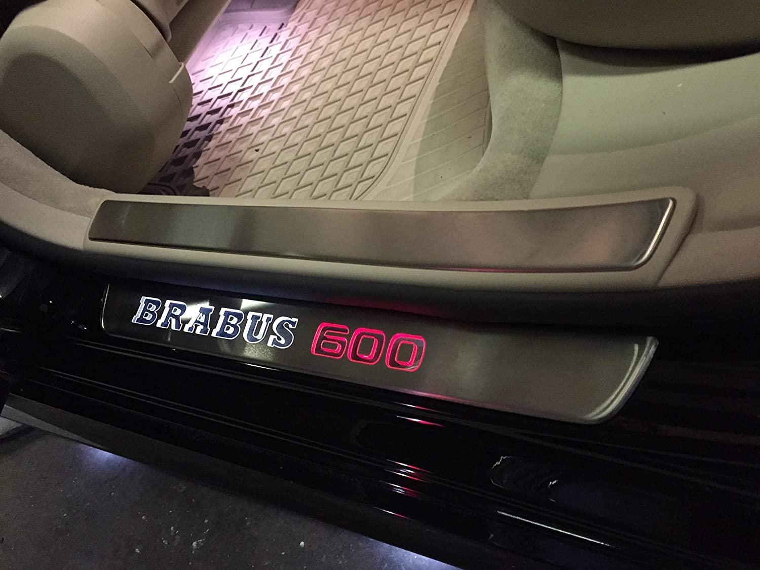 Door sills stainless steel LED Illuminated white orange Brabus 600 sign for W222 S222 S63 S500 S550 S65 S Class - Custom Class