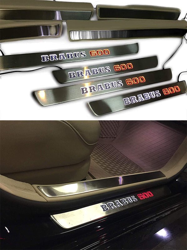 Door sills stainless steel LED Illuminated white orange Brabus 600 sign for W222 S222 S63 S500 S550 S65 S Class - Custom Class