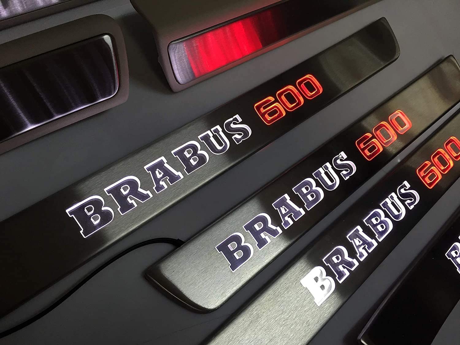 Door sills stainless steel LED Illuminated white orange Brabus 600 sign for W222 S222 S63 S500 S550 S65 S Class - Custom Class