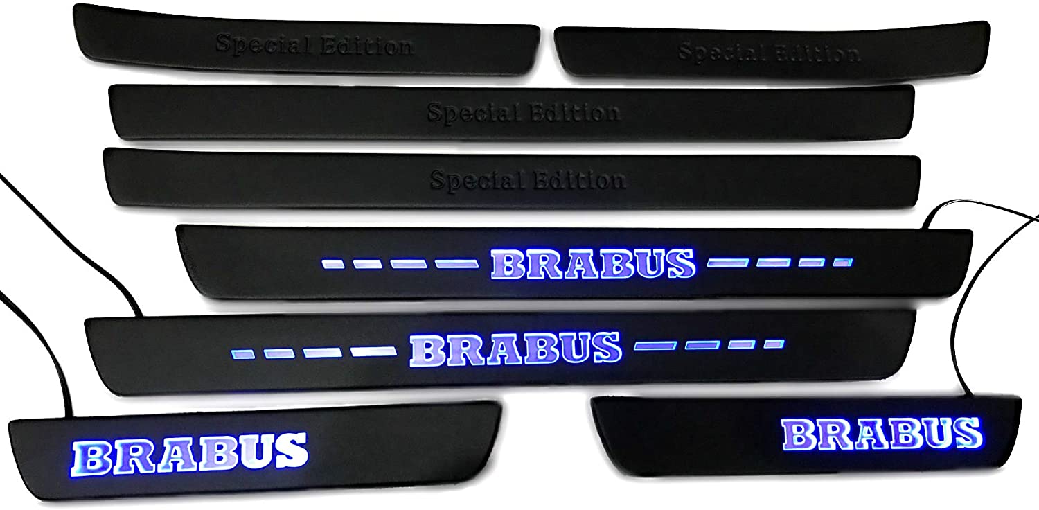 Black door sills LED Illuminated blue Special Edition Brabus sign for W222 S222 S63 S500 S550 S65 S Class - Custom Class