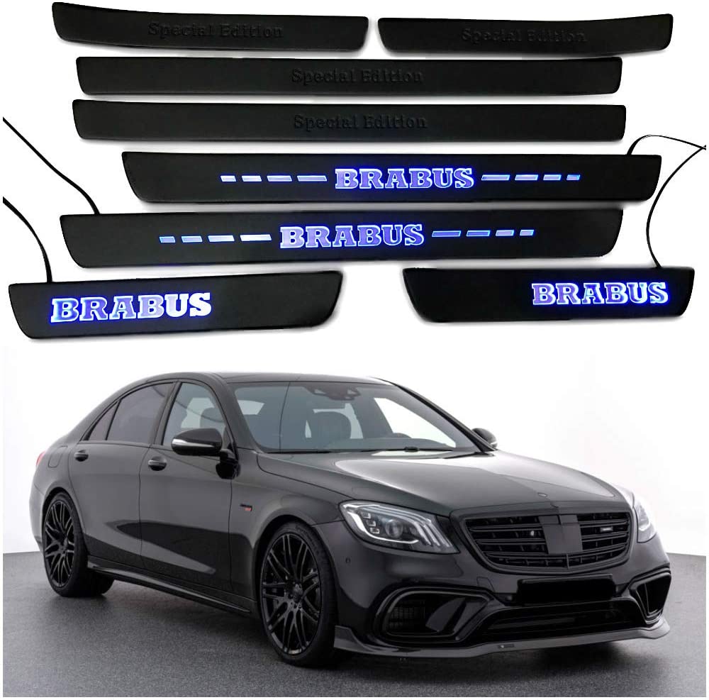 Black door sills LED Illuminated blue Special Edition Brabus sign for W222 S222 S63 S500 S550 S65 S Class - Custom Class