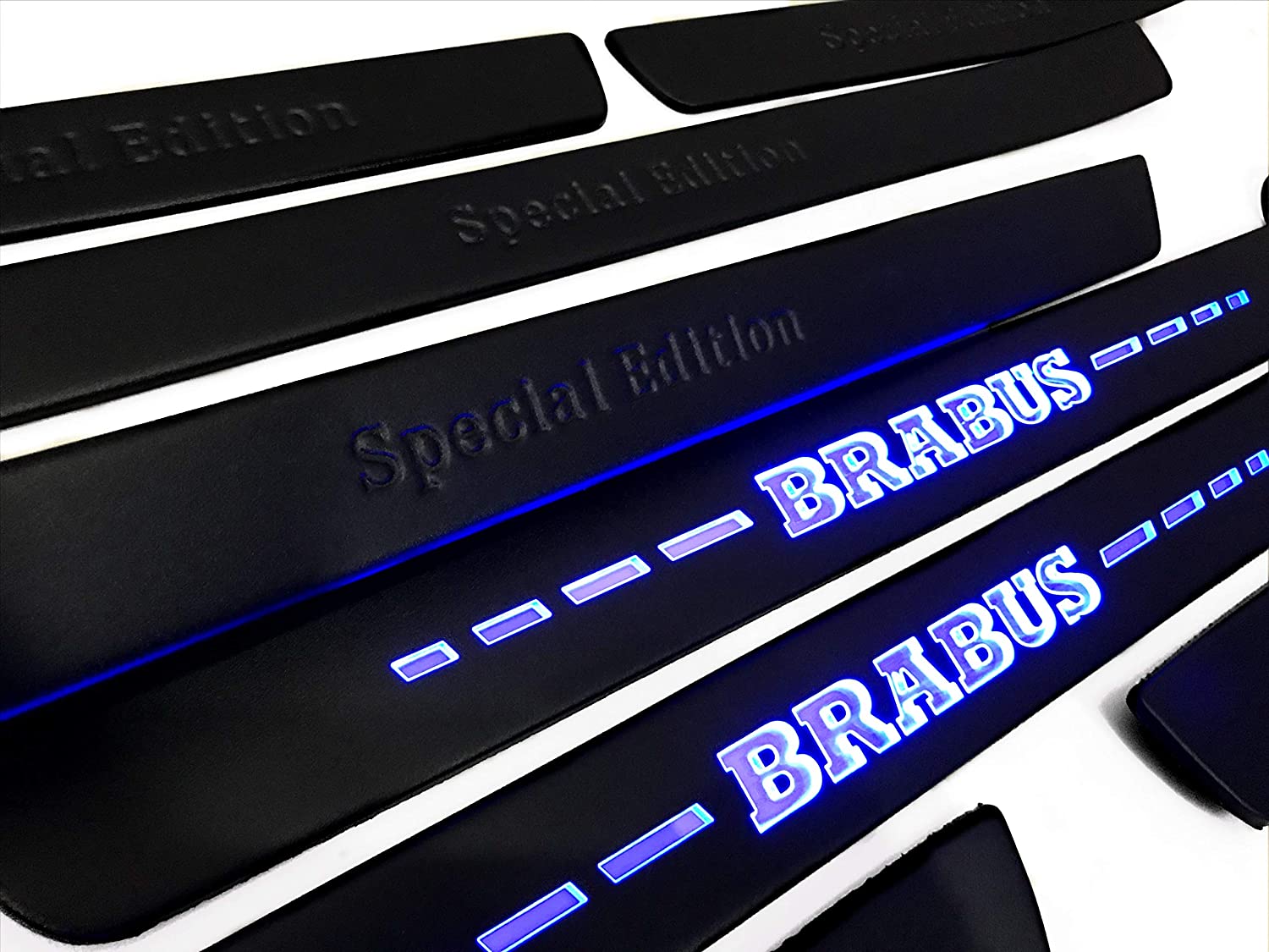 Black door sills LED Illuminated blue Special Edition Brabus sign for W222 S222 S63 S500 S550 S65 S Class - Custom Class