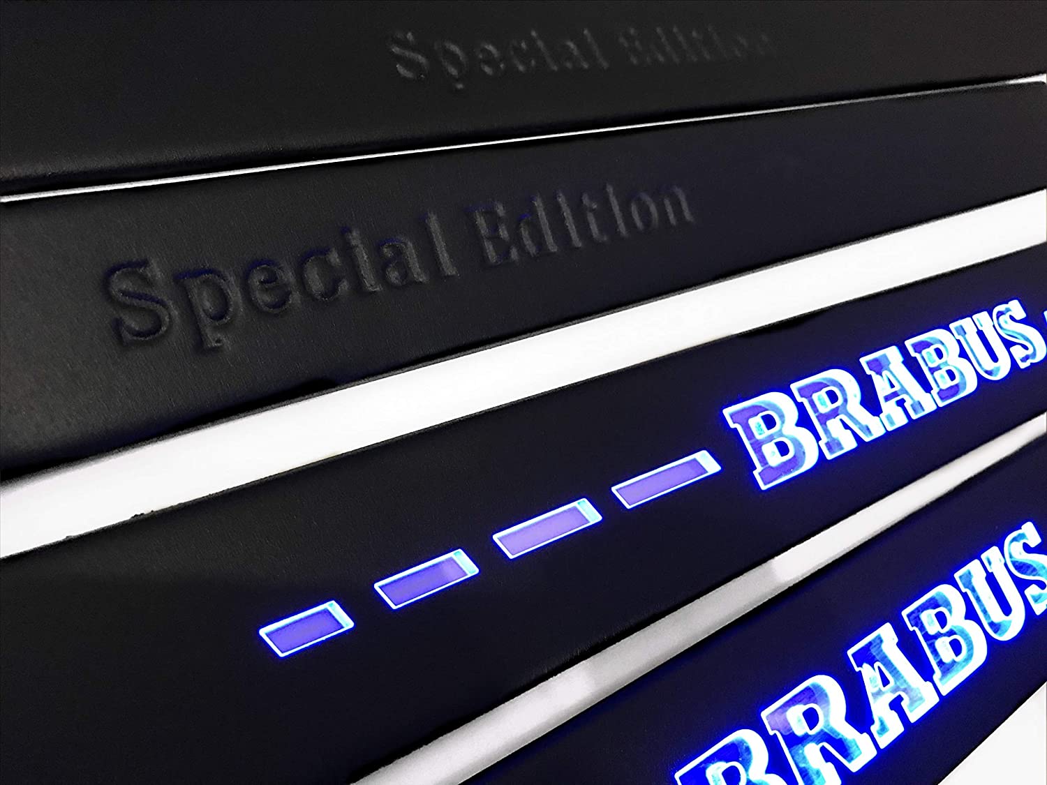 Black door sills LED Illuminated blue Special Edition Brabus sign for W222 S222 S63 S500 S550 S65 S Class - Custom Class