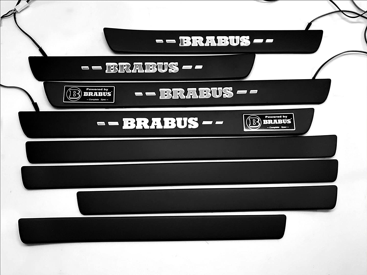 Black door sills LED Illuminated white Brabus sign for W222 S222 S63 S500 S550 S65 S Class - Custom Class