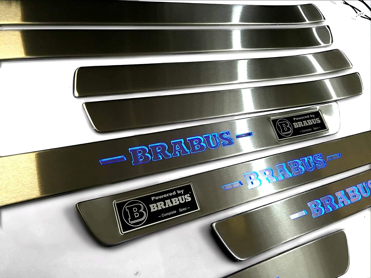 Door sills stainless steel LED Illuminated blue Brabus sign for W222 S222 S63 S500 S550 S65 S Class - Custom Class