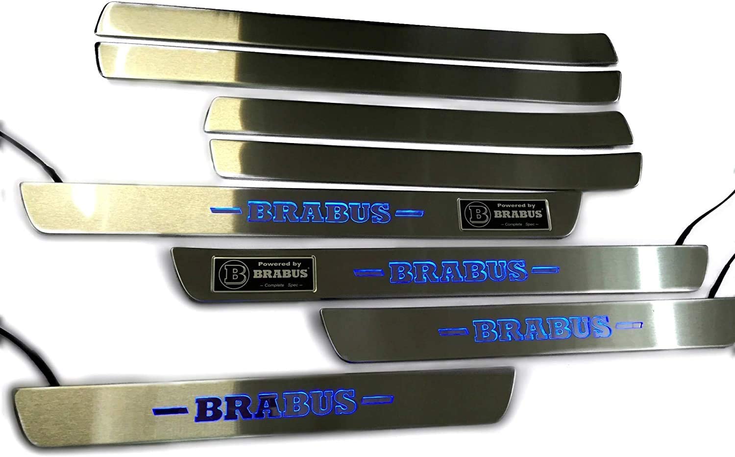 Door sills stainless steel LED Illuminated blue Brabus sign for W222 S222 S63 S500 S550 S65 S Class - Custom Class