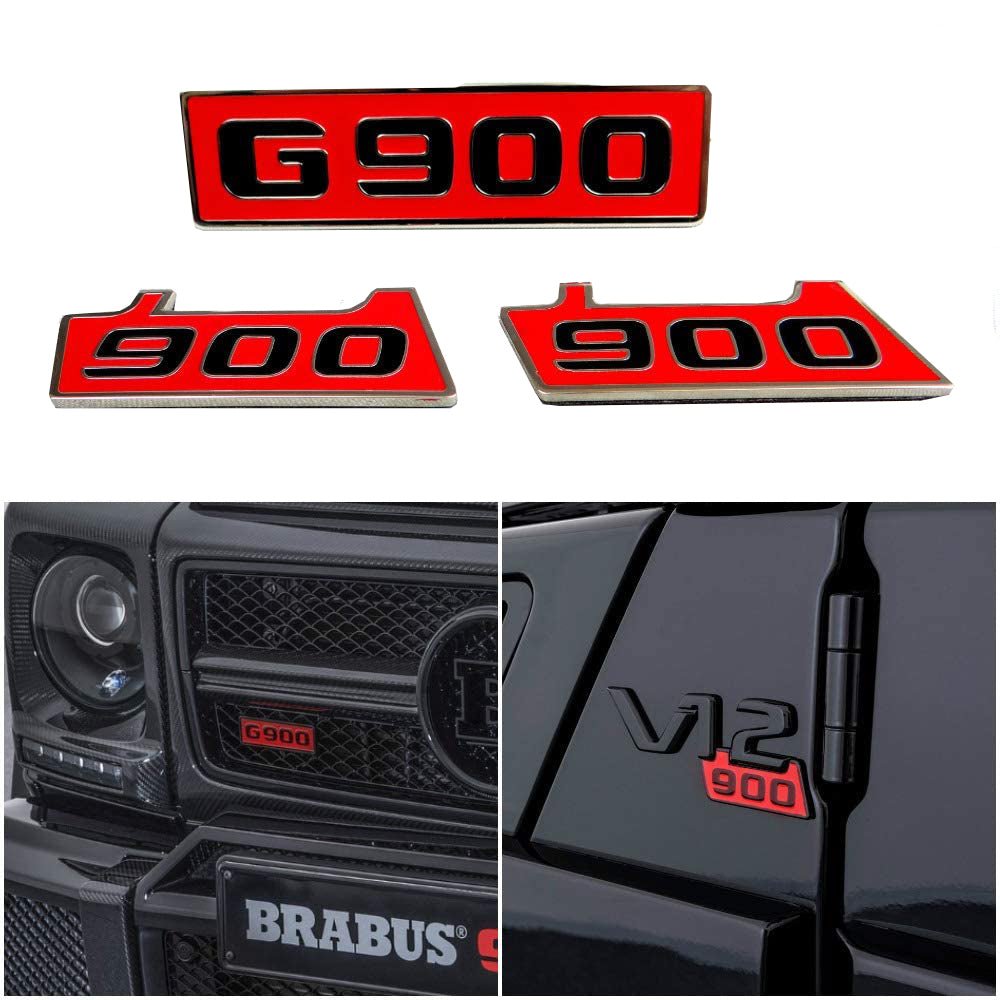 Mercedes-Benz G900 G-Wagon G-Class W463 Brabus Style Red Body Emblem Sticker Badge Letters Logo Set 3 pcs Steel G63 G55 G500 - Custom Class