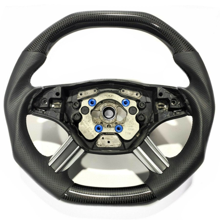 Mercedes-Benz ML GL R Class X164 W164 Steering Wheel Carbon Fiber Leather Flat - Custom Class