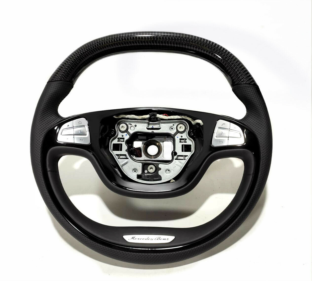 Mercedes-Benz S-Class W222 S500 S600 Steering Wheel Carbon Leather Piano Black - Custom Class