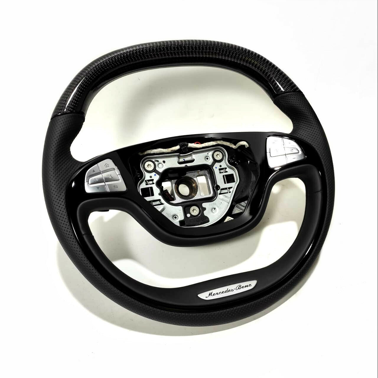 Mercedes-Benz S-Class W222 S500 S600 Steering Wheel Carbon Leather Piano Black - Custom Class