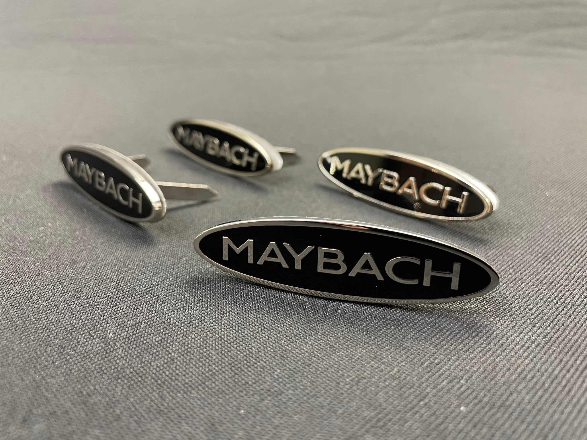 Mercedes-Benz S222 W222 S63 S600 S65 Maybach Style Metal Black Chrome Glossy Seats Badges Emblems Logos 4 pcs - Custom Class