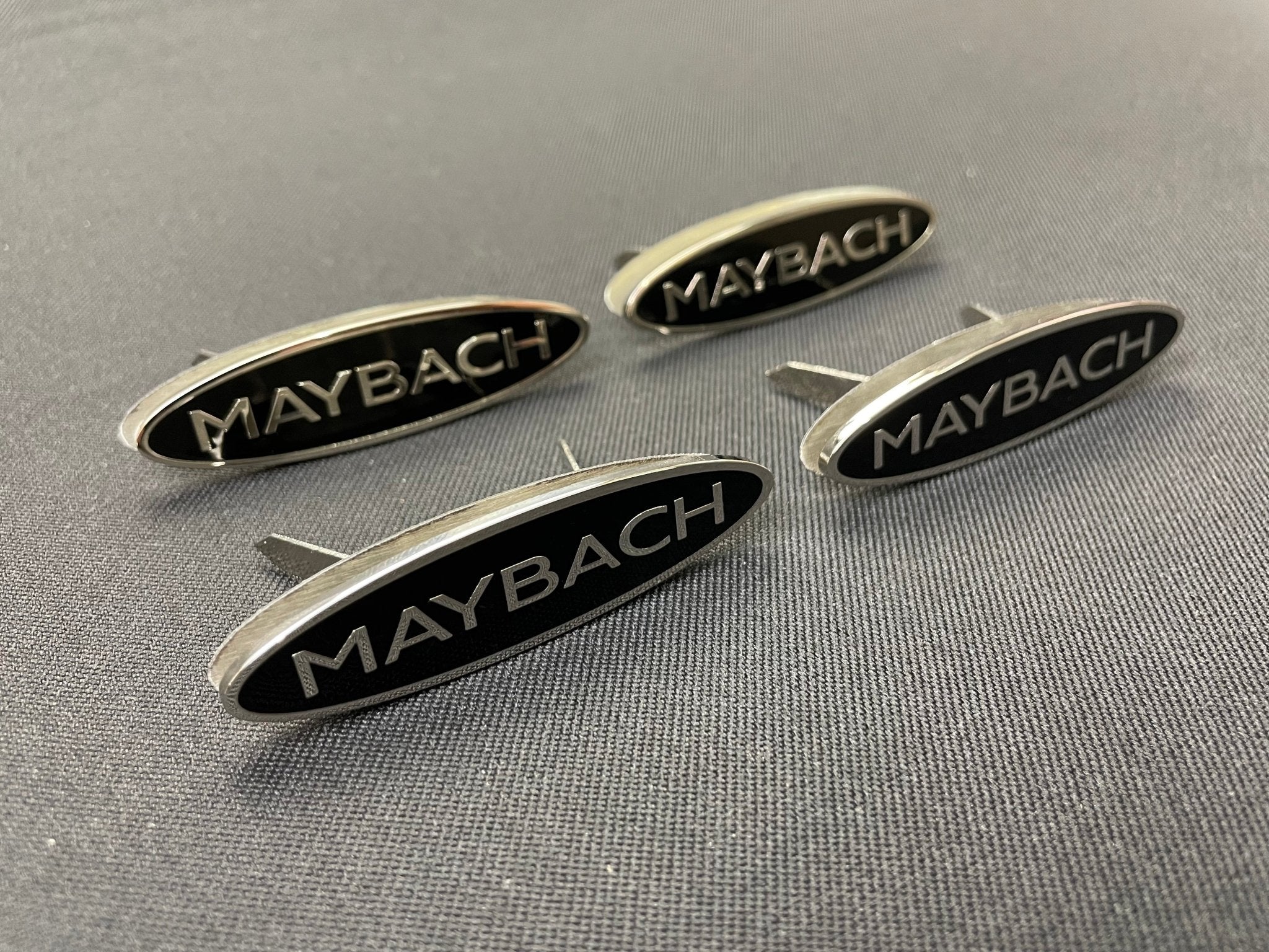Mercedes-Benz S222 W222 S63 S600 S65 Maybach Style Metal Black Chrome Glossy Seats Badges Emblems Logos 4 pcs - Custom Class