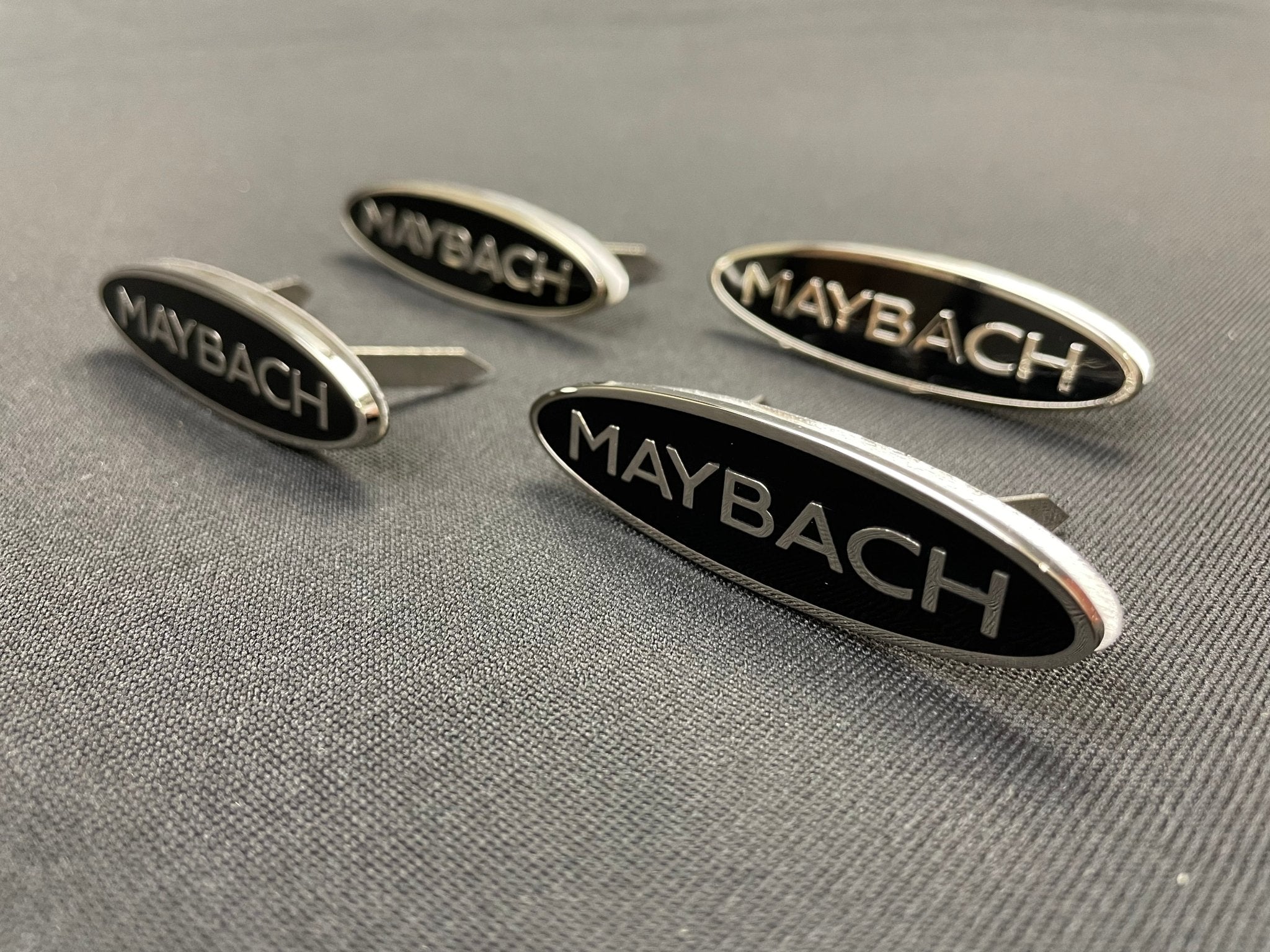 Mercedes-Benz S222 W222 S63 S600 S65 Maybach Style Metal Black Chrome Glossy Seats Badges Emblems Logos 4 pcs - Custom Class