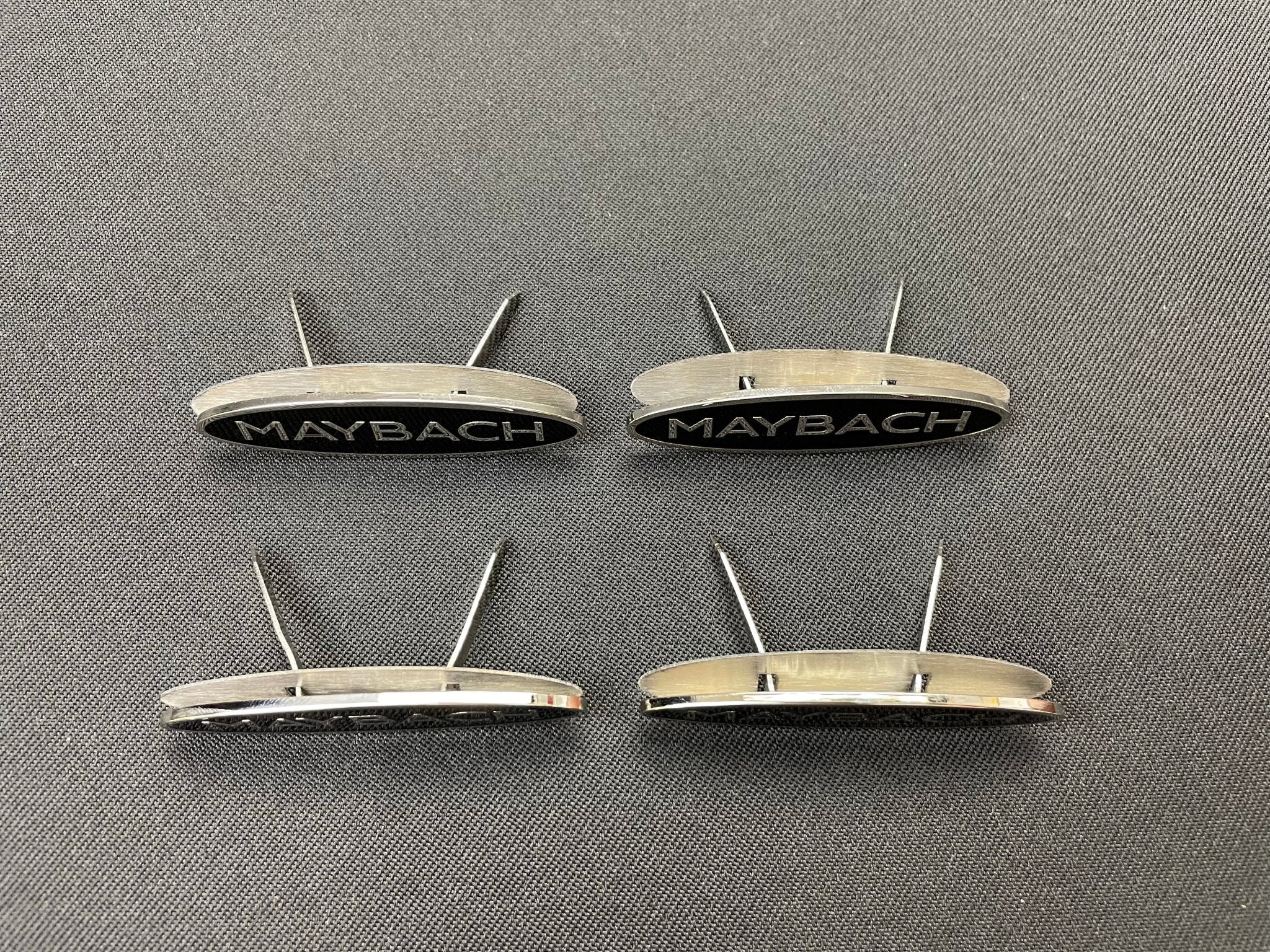 Mercedes-Benz S222 W222 S63 S600 S65 Maybach Style Metal Black Chrome Glossy Seats Badges Emblems Logos 4 pcs - Custom Class