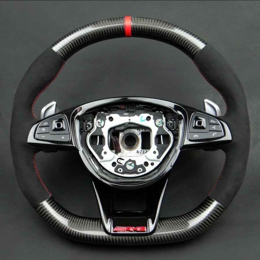 Mercedes-Benz Steering Wheel Carbon Leather W222 W213 W205 GT AMG C S Class - Custom Class
