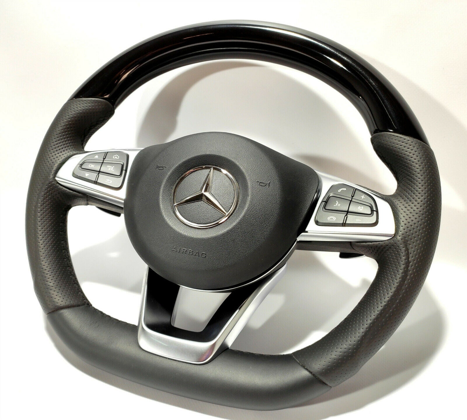 Mercedes-Benz Steering Wheel Piano Black Leather W205 C GLE GLC GLS GL Class - Custom Class