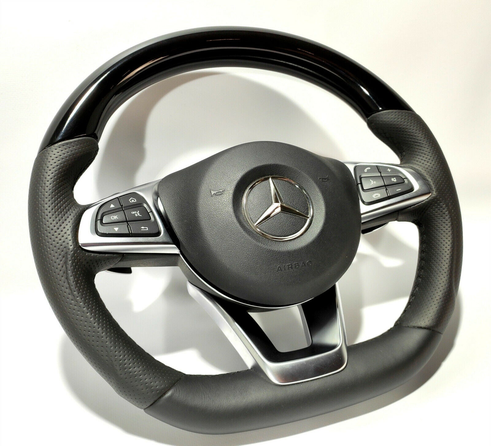 Mercedes-Benz Steering Wheel Piano Black Leather W205 C GLE GLC GLS GL Class - Custom Class