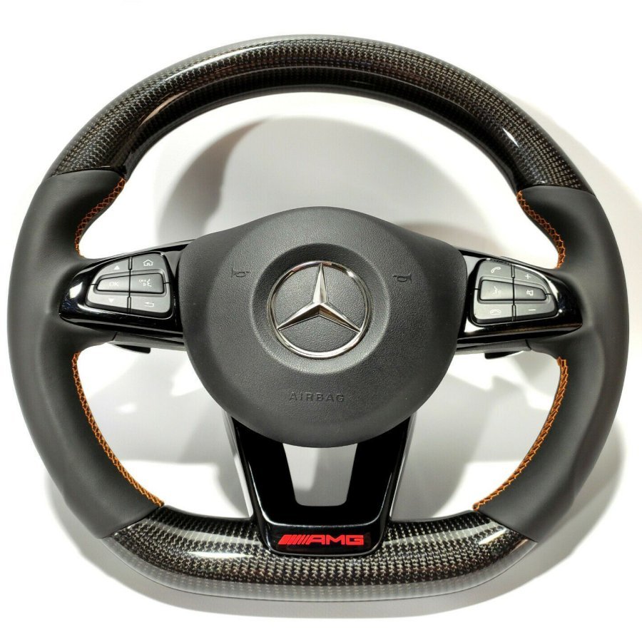 Mercedes-Benz W205 C GLE GLC GLS AMG pack Style Steering Wheel Carbon Leather - Custom Class