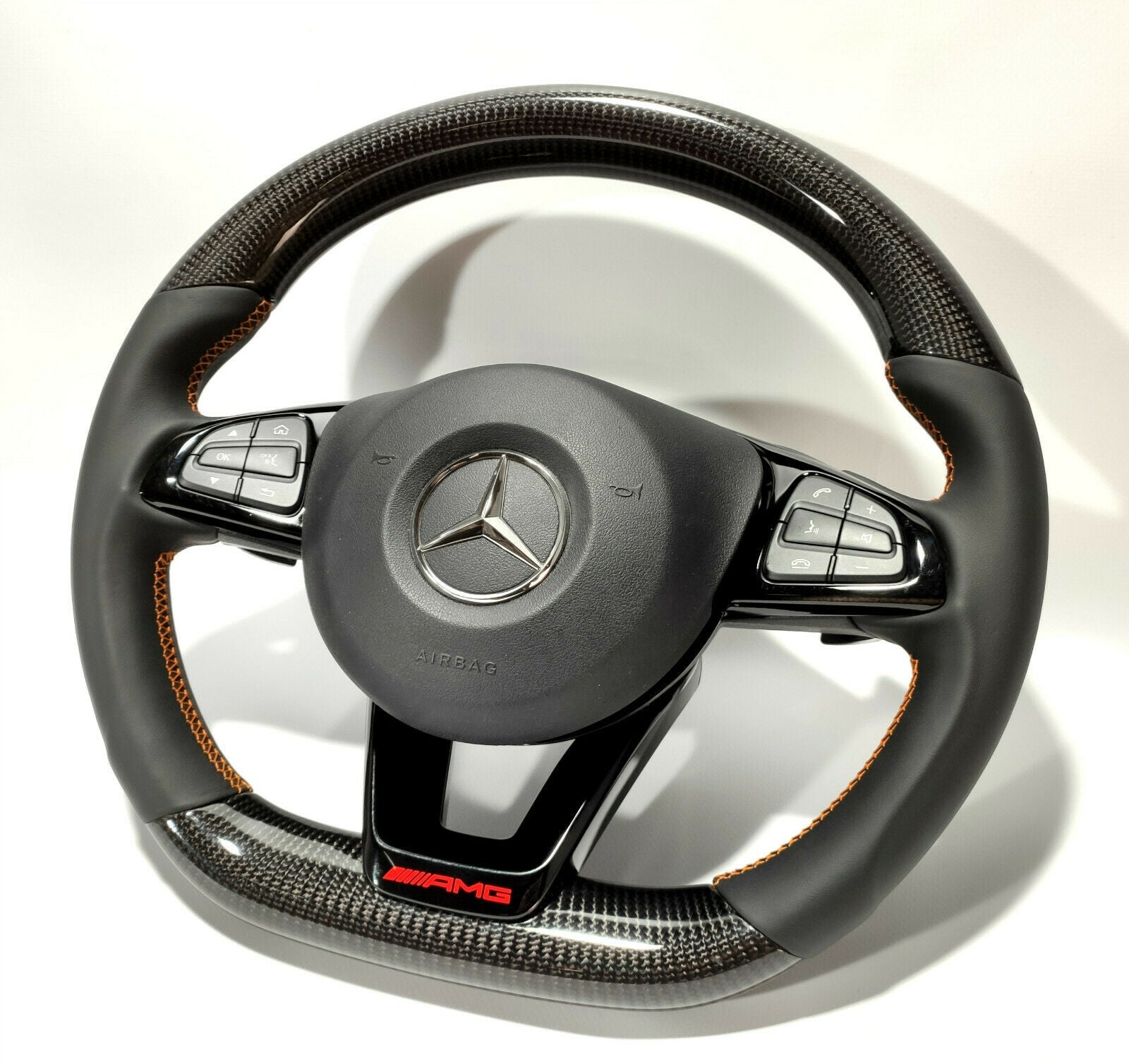 Mercedes-Benz W205 C GLE GLC GLS AMG pack Style Steering Wheel Carbon Leather - Custom Class