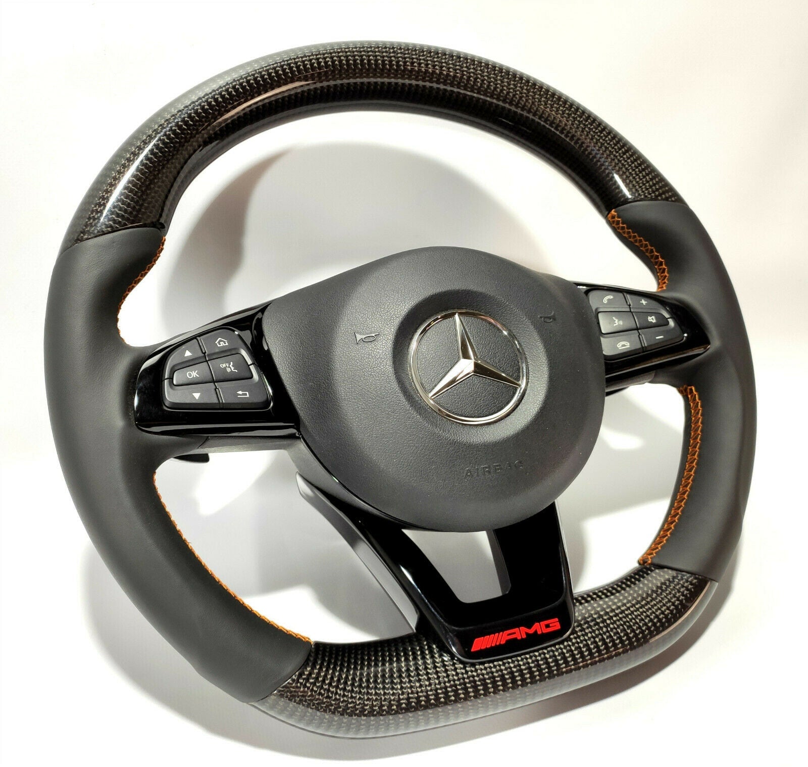 Mercedes-Benz W205 C GLE GLC GLS AMG pack Style Steering Wheel Carbon Leather - Custom Class