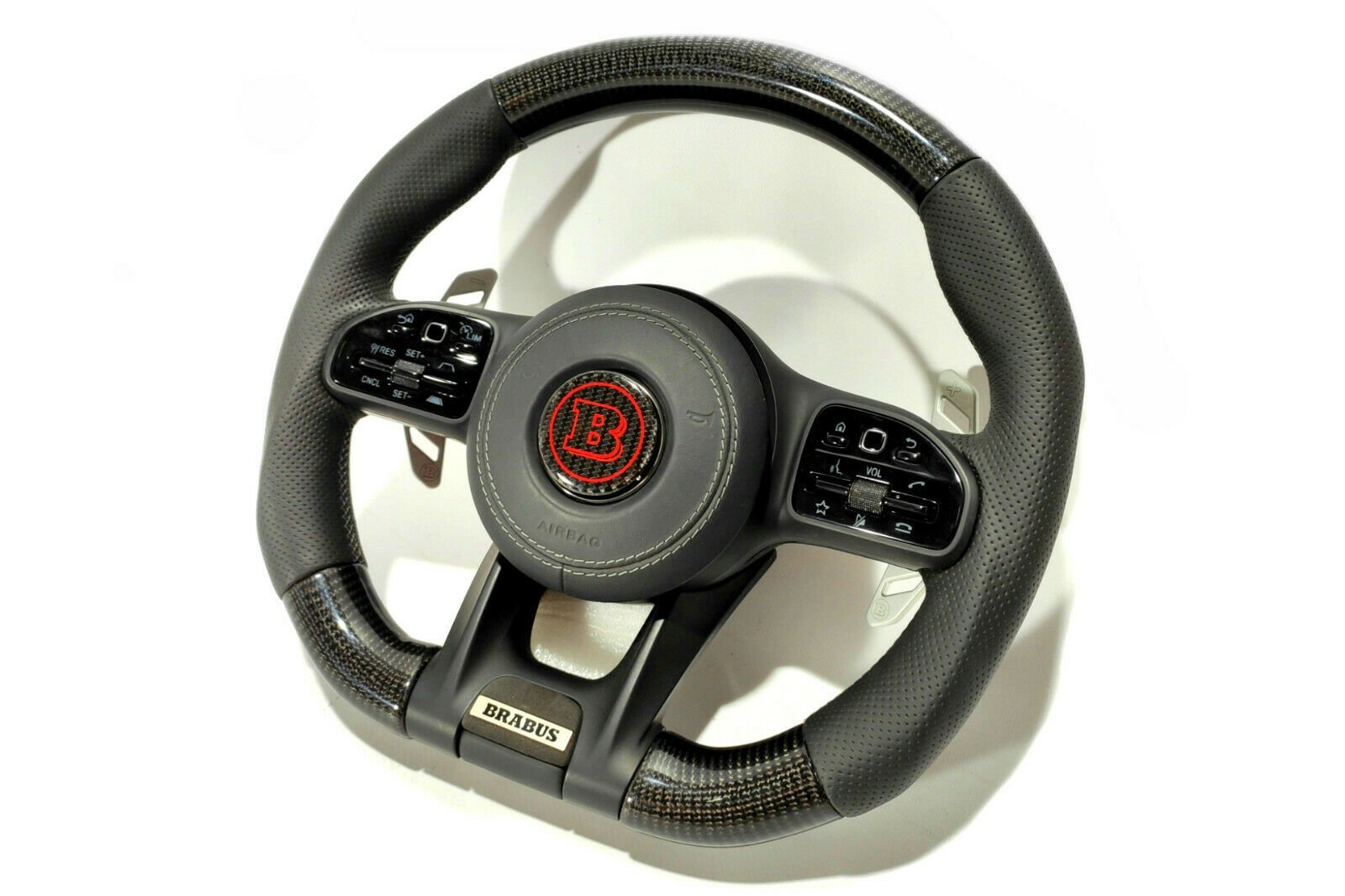 Mercedes-Benz W222 W463A Brabus Style G63 S-Class Steering Wheel Leather Carbon - Custom Class