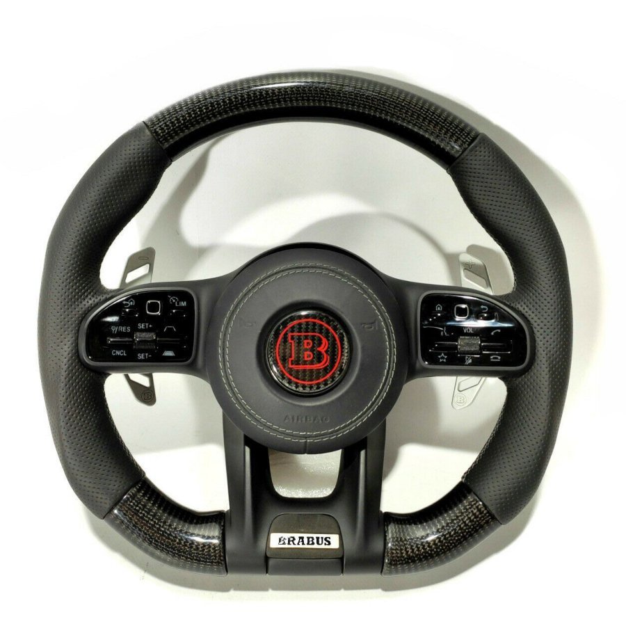 Mercedes-Benz W222 W463A Brabus Style G63 S-Class Steering Wheel Leather Carbon - Custom Class