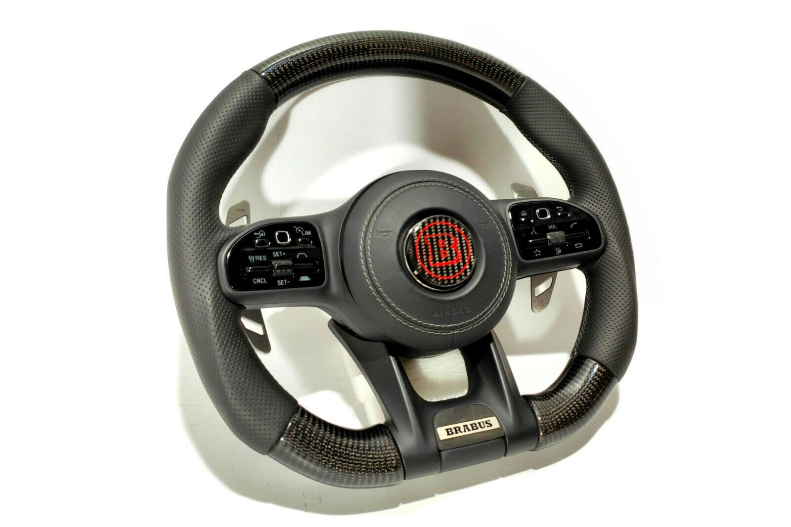 Mercedes-Benz W222 W463A Brabus Style G63 S-Class Steering Wheel Leather Carbon - Custom Class
