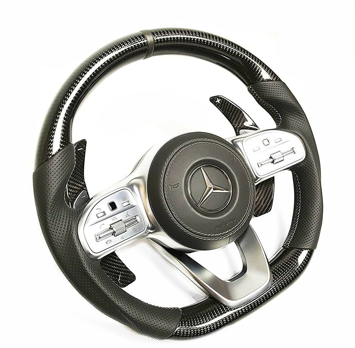 Mercedes-Benz W222 W463A G63 G500 Steering Wheel Carbon Leather Paddle Shifts - Custom Class