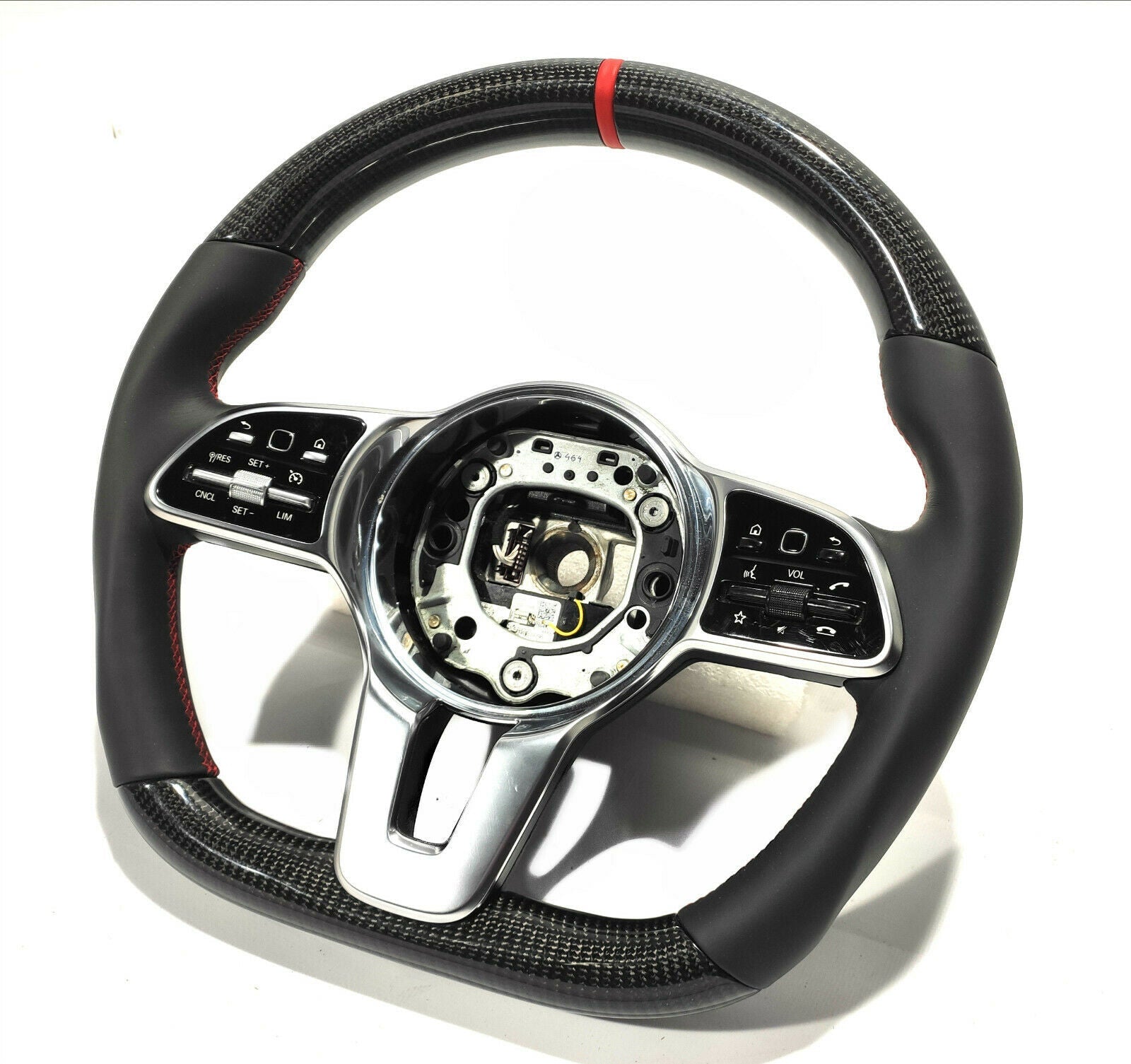 Mercedes-Benz W222 W463A G63 S-Class Steering Wheel Leather Carbon Red Stripe - Custom Class