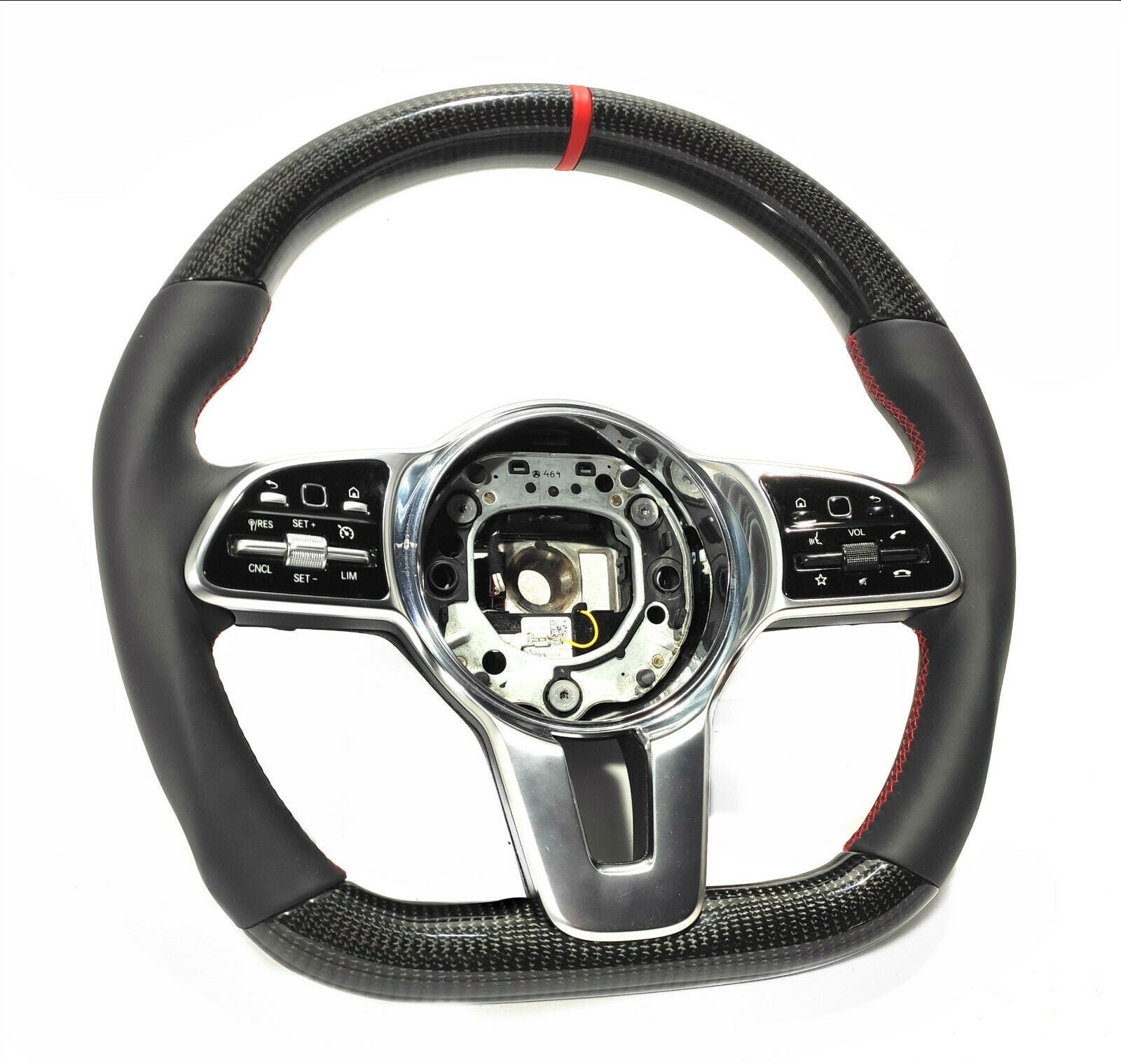 Mercedes-Benz W222 W463A G63 S-Class Steering Wheel Leather Carbon Red Stripe - Custom Class