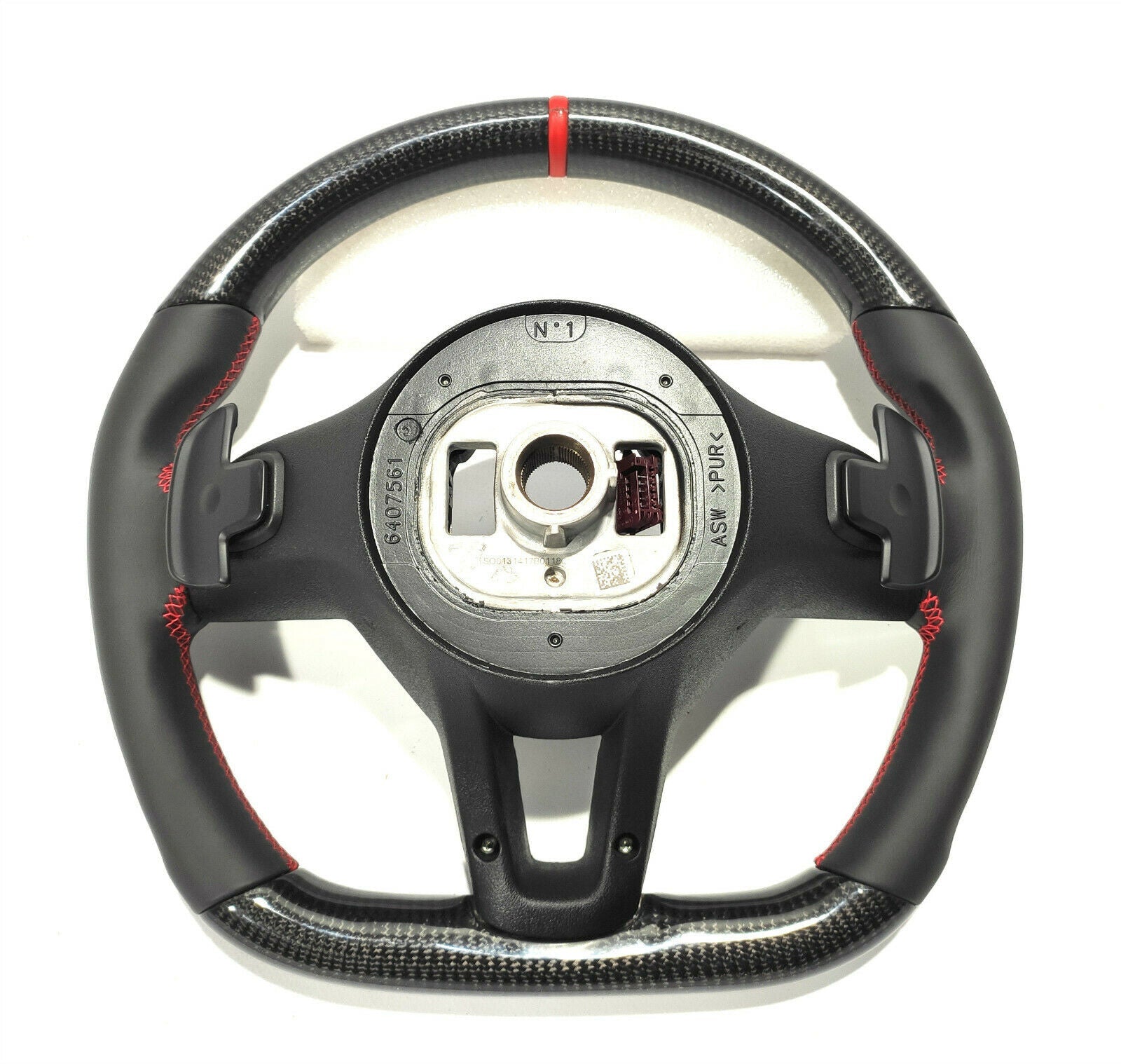 Mercedes-Benz W222 W463A G63 S-Class Steering Wheel Leather Carbon Red Stripe - Custom Class