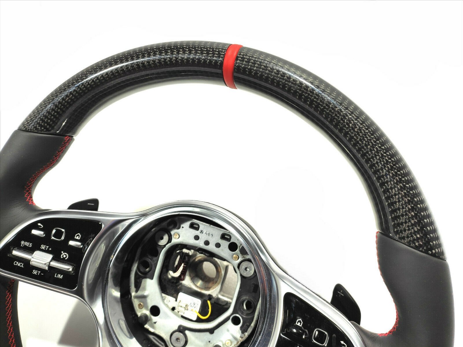 Mercedes-Benz W222 W463A G63 S-Class Steering Wheel Leather Carbon Red Stripe - Custom Class