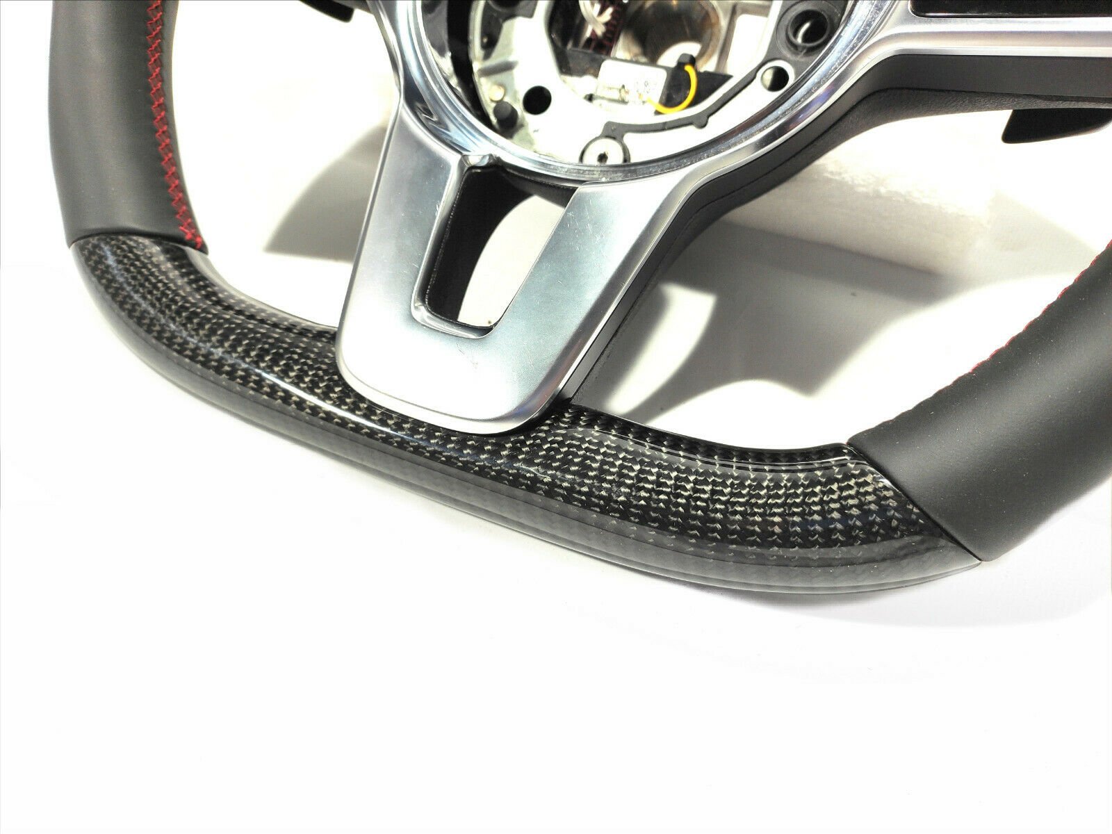 Mercedes-Benz W222 W463A G63 S-Class Steering Wheel Leather Carbon Red Stripe - Custom Class