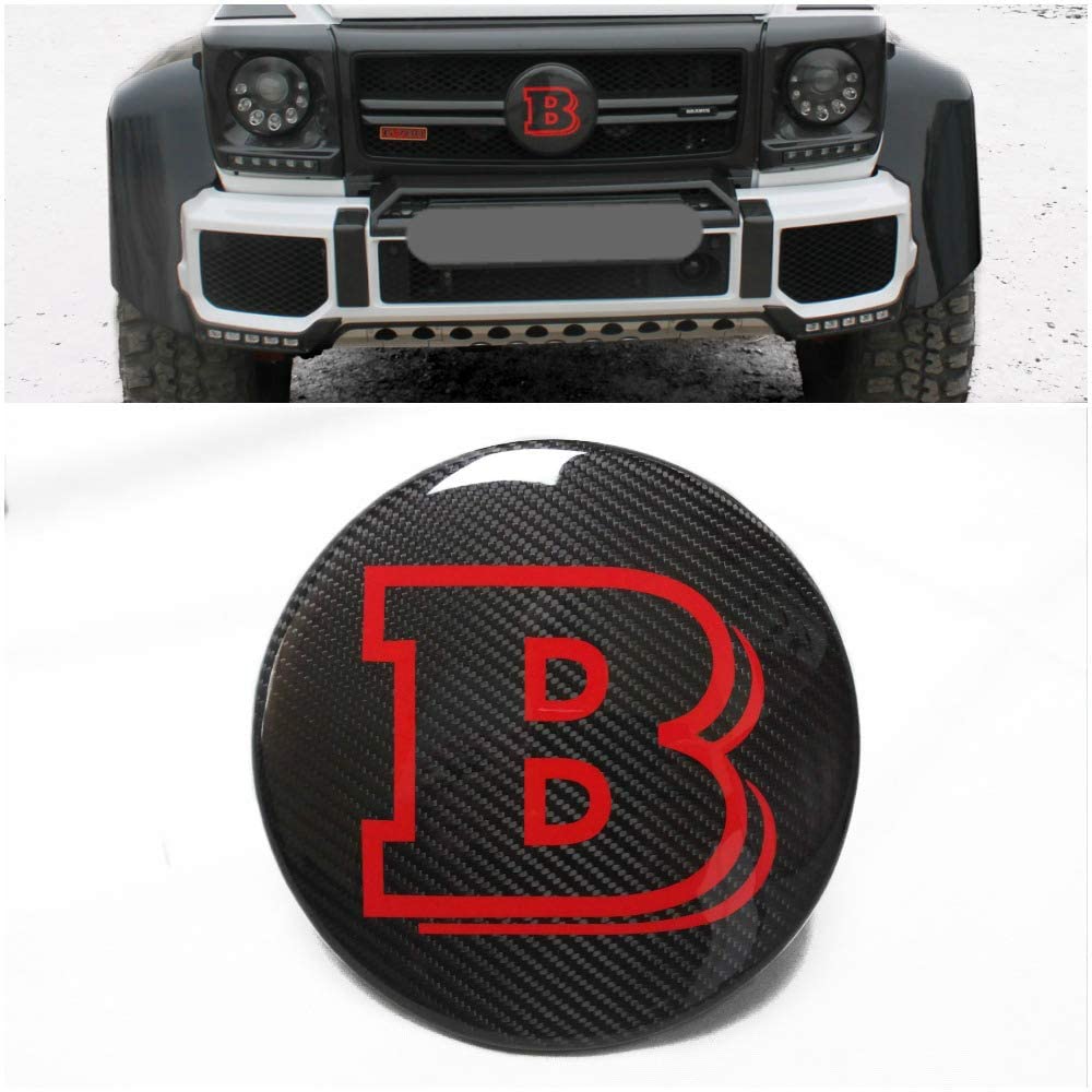 Mercedes-Benz W463 G63 G500 G55 G-Class G-Wagon front grille carbon fiber Brabus style badge emblem logo RED - Custom Class