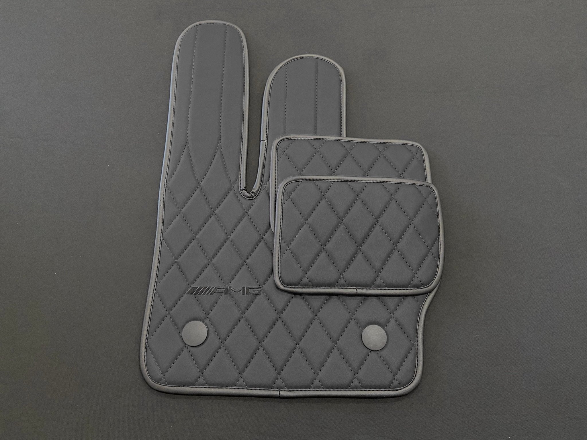 Mercedes-Benz W463A G63 G500 Floor Mats Soft Black Leather Black Stitching Logo Emblem - Custom Class