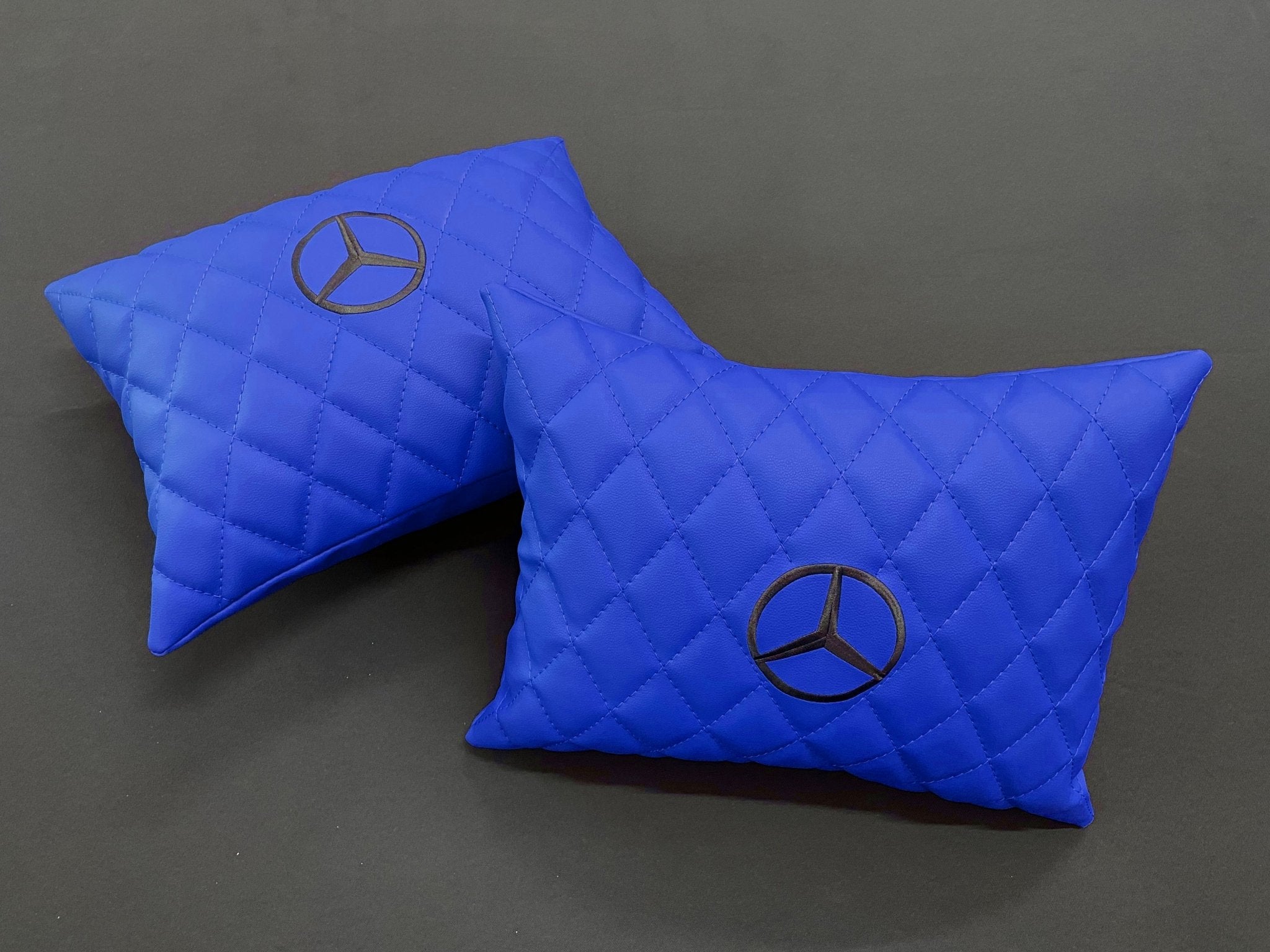 Mercedes-Benz W463A G63 G500 Floor Mats Soft Blue Leather Black Stitching Logo Emblem - Custom Class