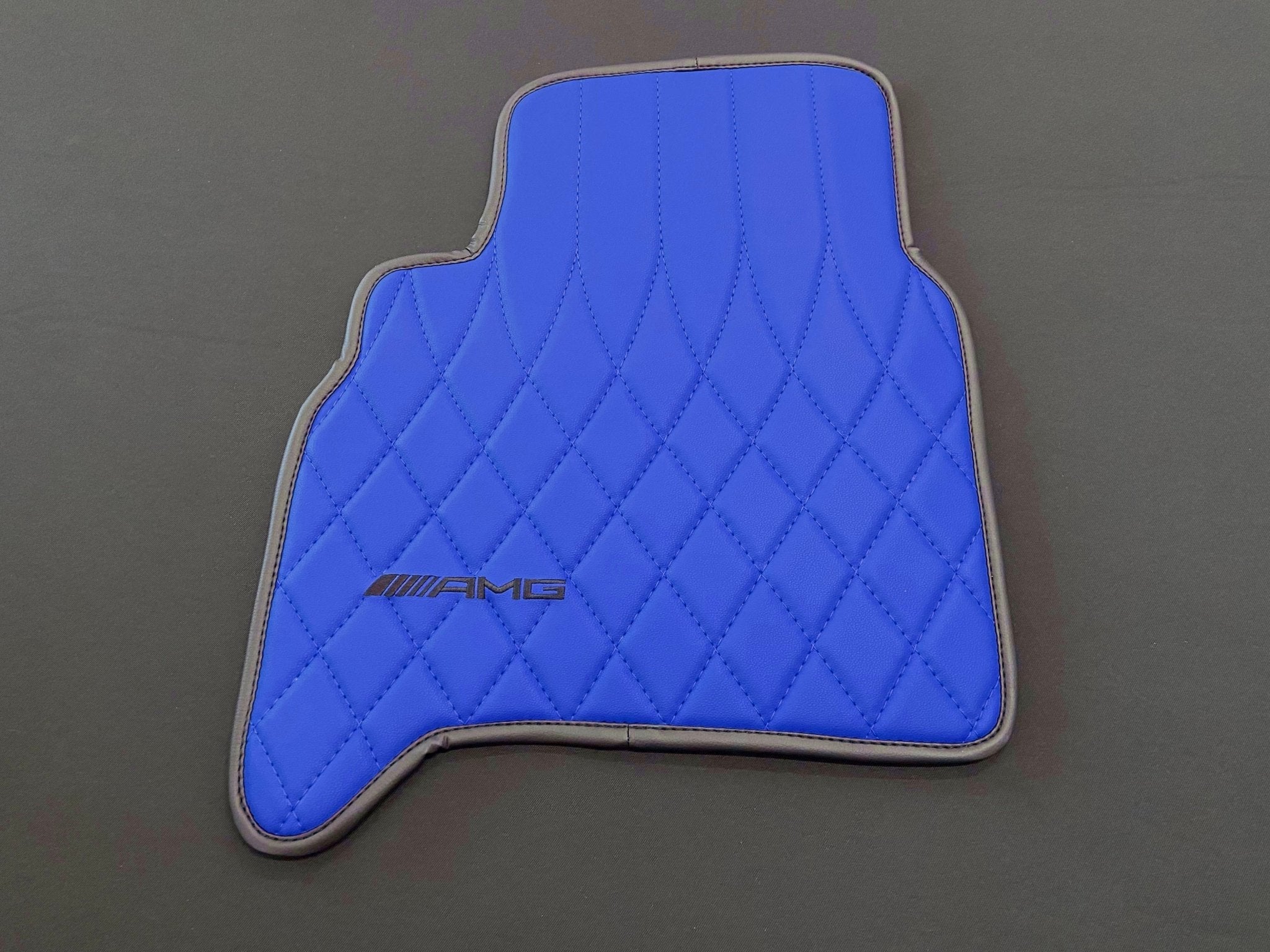 Mercedes-Benz W463A G63 G500 Floor Mats Soft Blue Leather Black Stitching Logo Emblem - Custom Class